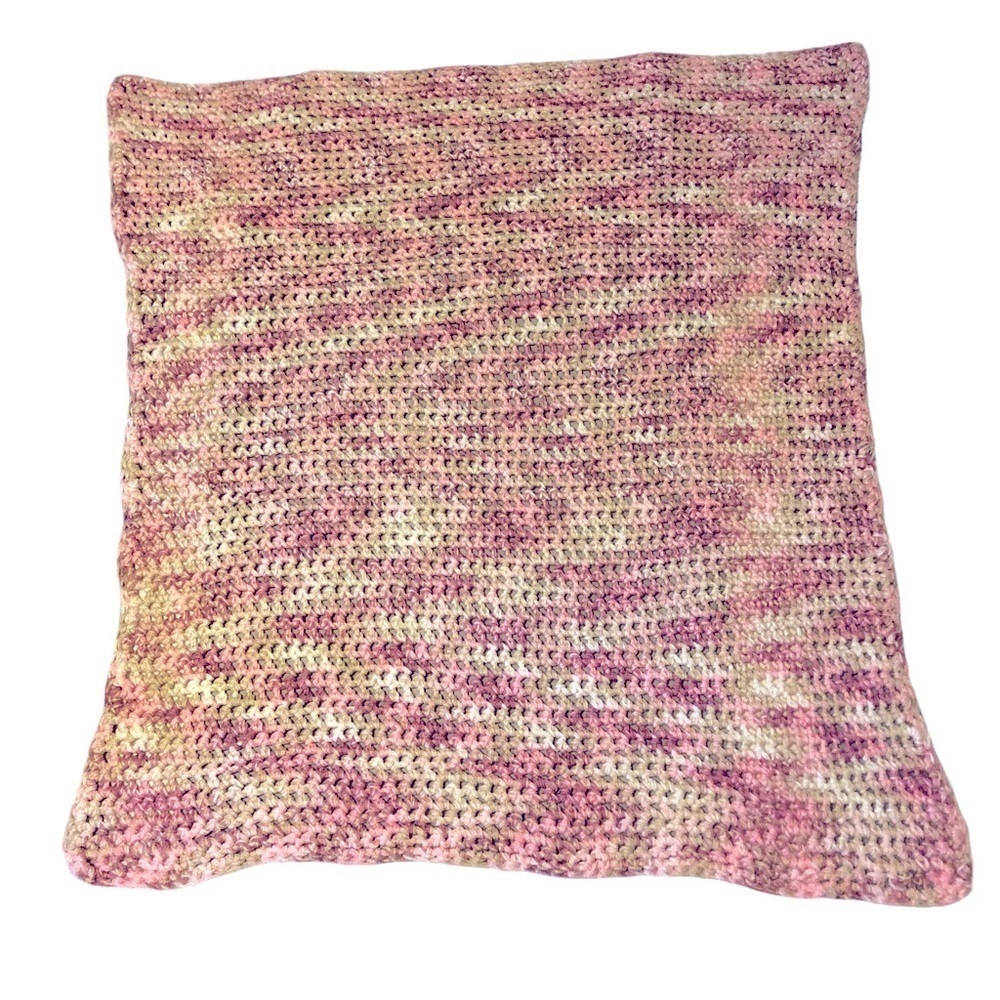 Hand Crochet Afghan/Throw/Baby Blanket Pink/White/Cream 38” x 34”